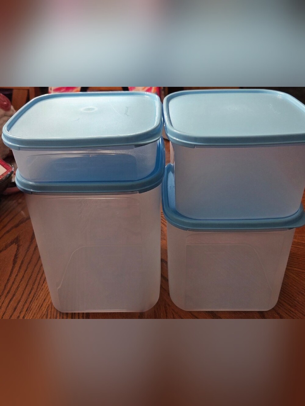 Tupperware Modular Mate Square Set/4 Serene Sky Seals NWT
